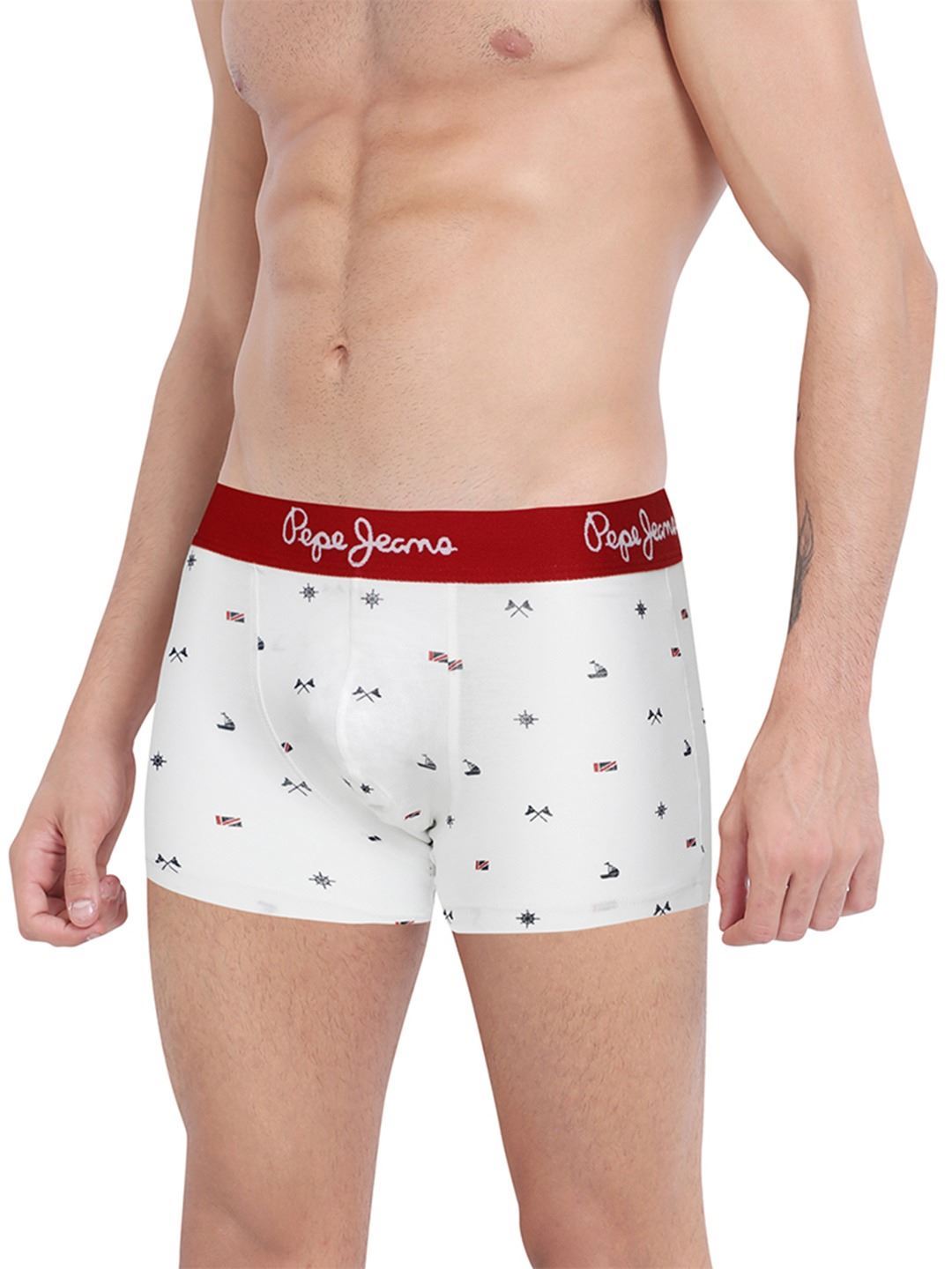 Pepe Jeans London Men Printed White Trunk Pack Of 1